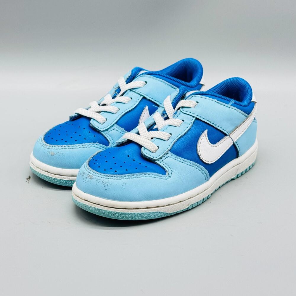 Nike Shoes Kids Toddler 9 c Blue White Dunk Low Top Athletic Sneaker Trainers - Picture 4 of 10